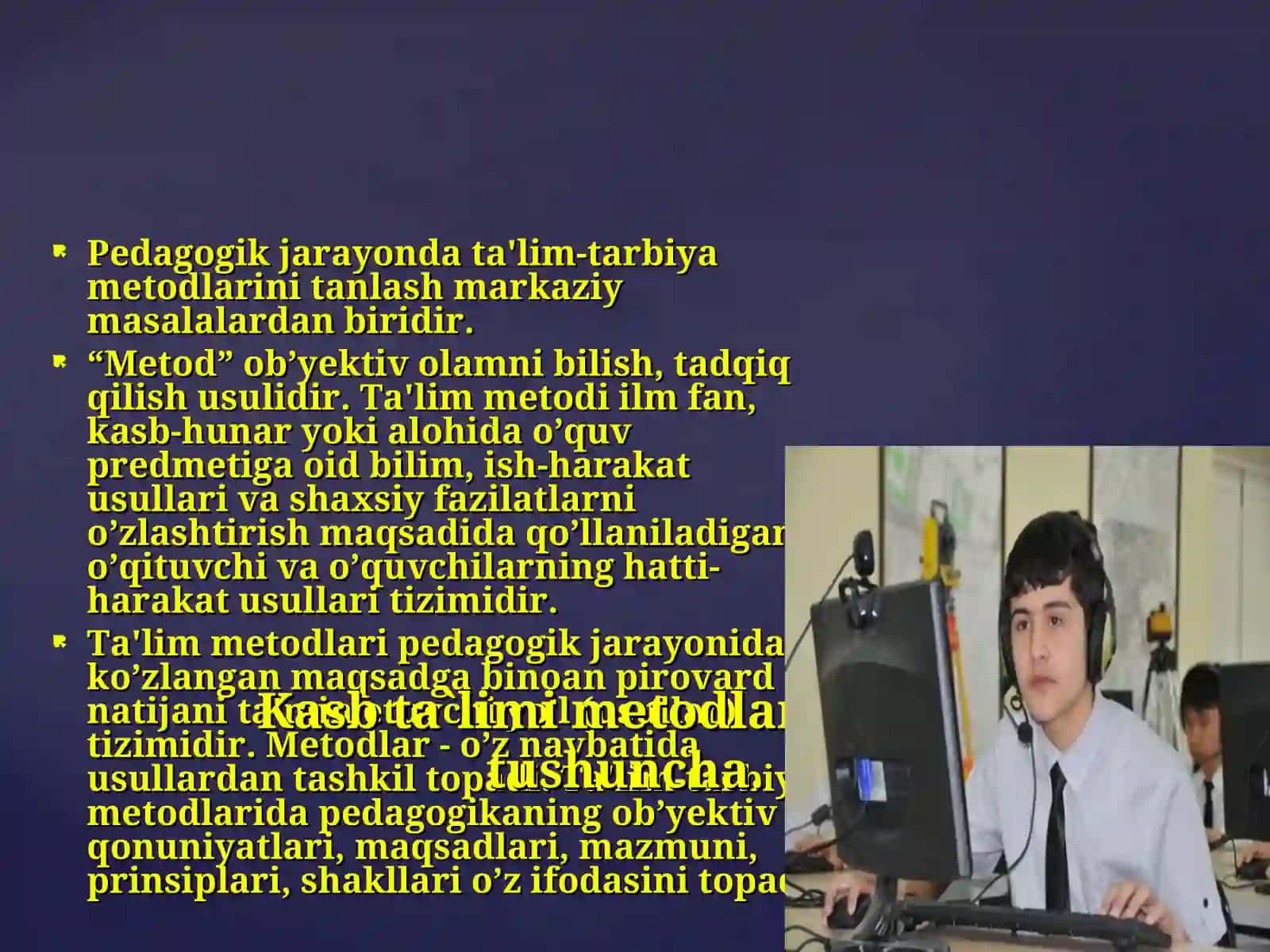 Kasbiy pedagagik faoliyatida talim va tarbiyaning eng samarali zamonaviy shakli,metod va vositalaridan unumli foydalana olish imkoniyatlarini o’rganish 4