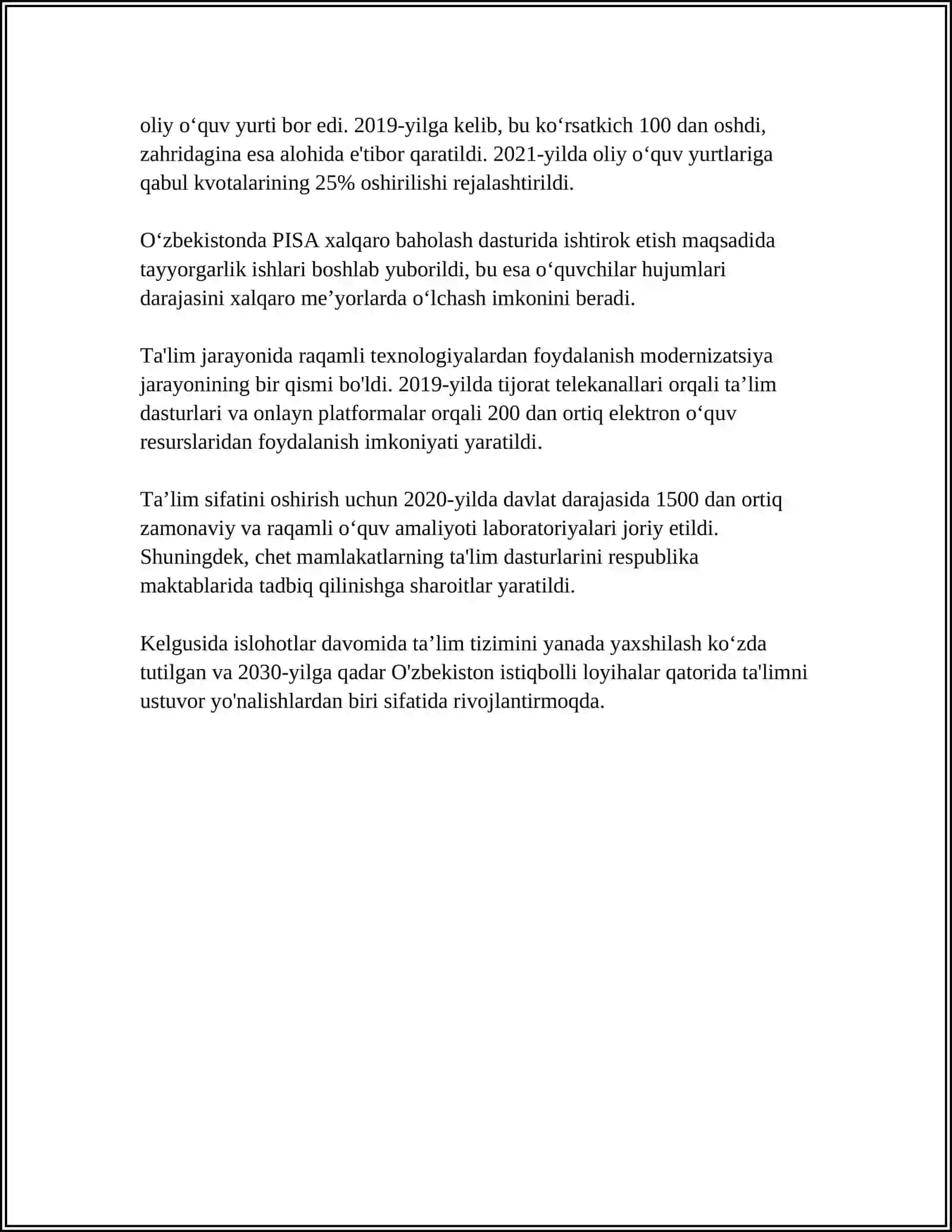 MUSTAQILLIK YILLARIDA ÕZBEKISTONDA TA'LIM SOXASIDAGI ISLOHOTLAR 4
