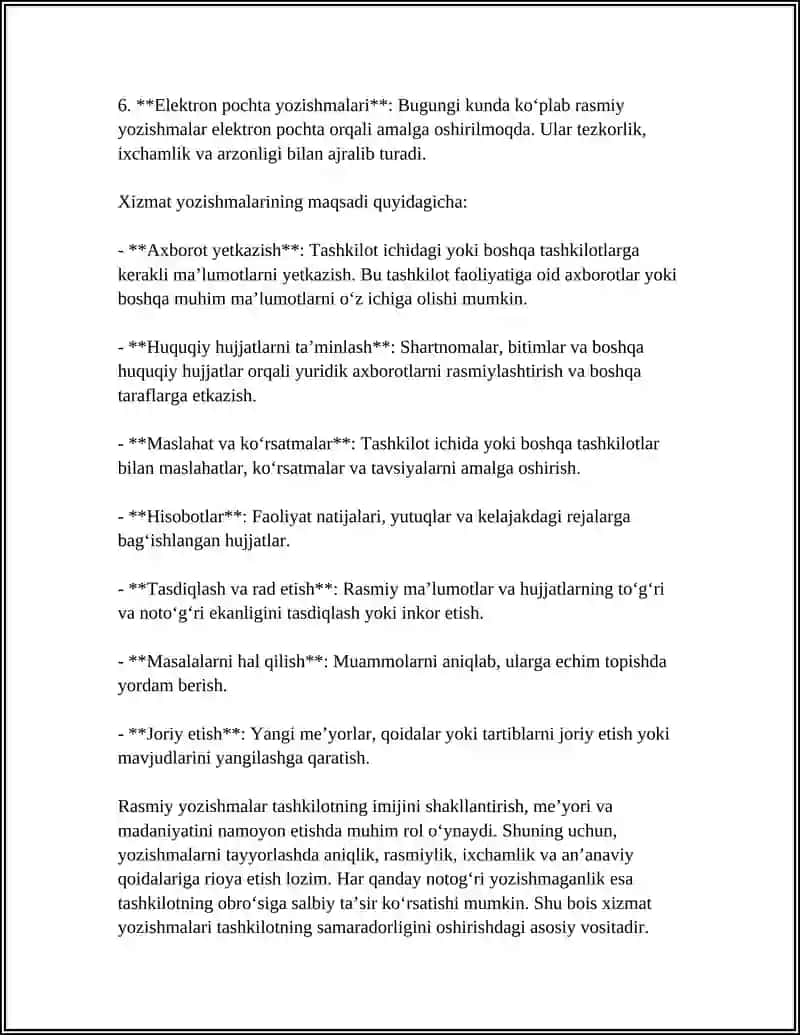 XIZMAT YOZISHMALARI DIPLOMATIK YOZISHMALAR.TIJORAT YOZISHMALARI 4