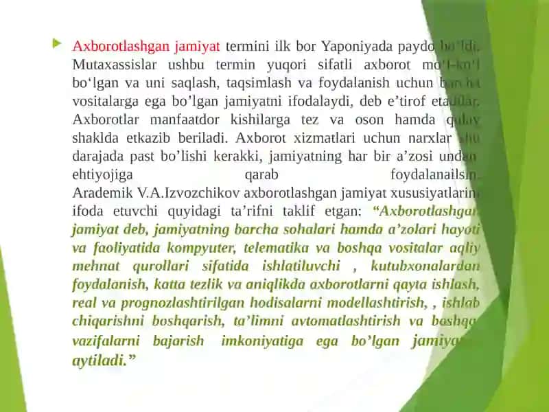 Axborotlashgan jamiyat va uning istiqbollari 4