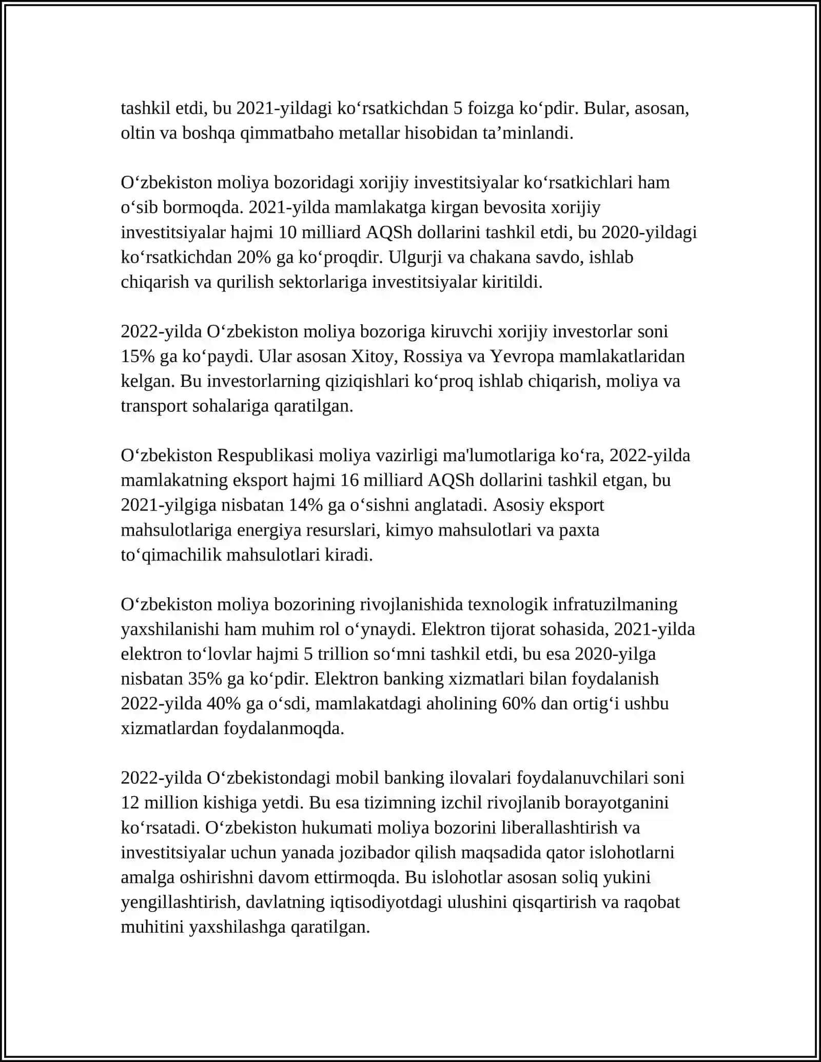 O'ZBEKISTONDA MOLIYA BOZORINI RIVOJLANTIRISHDA PUL-KREDIT SIYOSATINI O'RNI 4