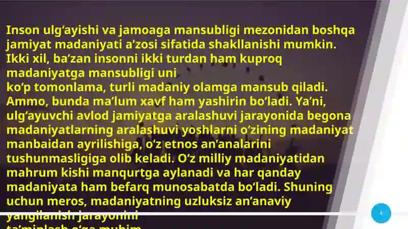 O’ZBEKISTONDA MADANIY SOHALARNI RIVOJLANTIRISHNING ASOSIY MAZMUNI 4