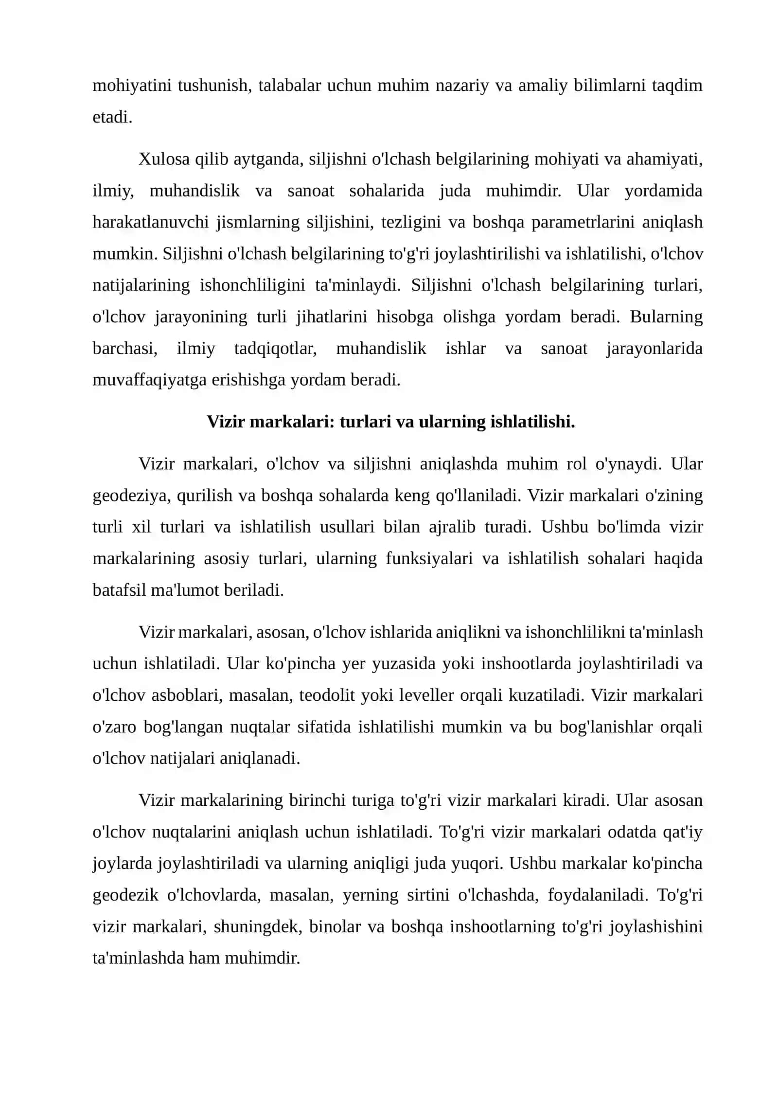 Siljishni o'lchash belgilarini joylashtirish. Vizir markalari turlari. 4