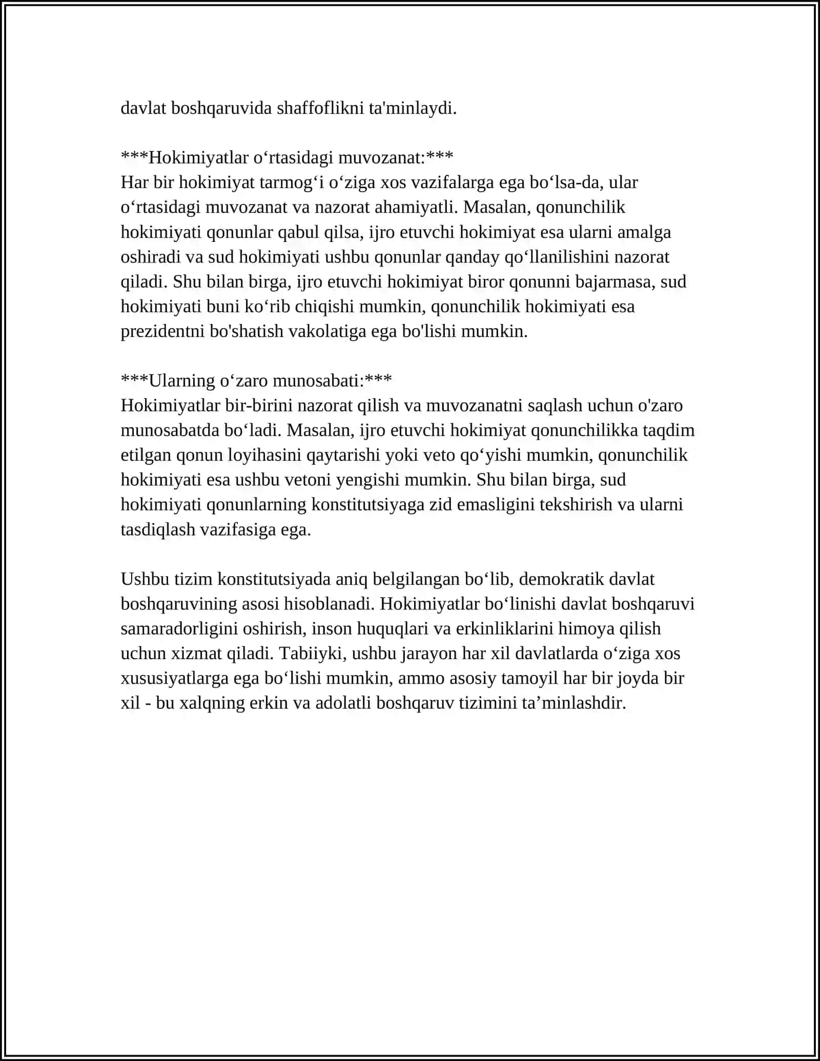 MUSTAQIL O'ZBEKISTONDA HOKIMIYATLAR BO'LINISHI PRINSIPI 4