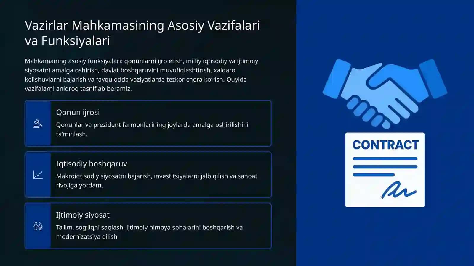 OʻZBEKISTON RESPUBLIKASI VAZIRLAR MAHKAMASI: Tuzilishi va Vazifalari 4