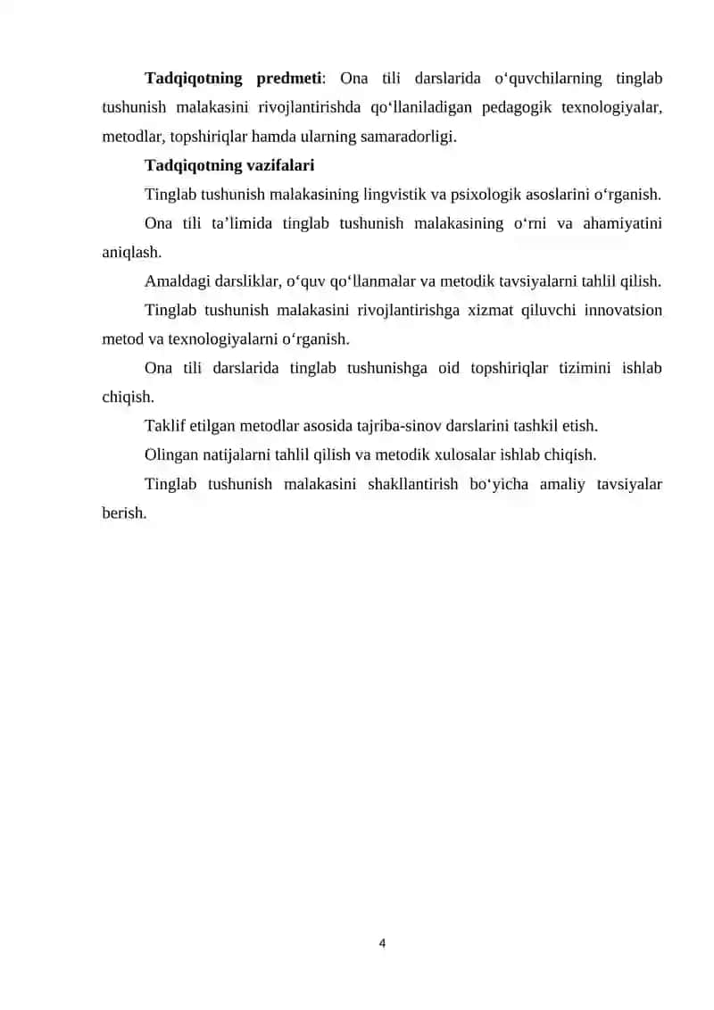 Ona tili darslarida o‘quvchilarning tinglab tushunish malakasini shakllantirish 4
