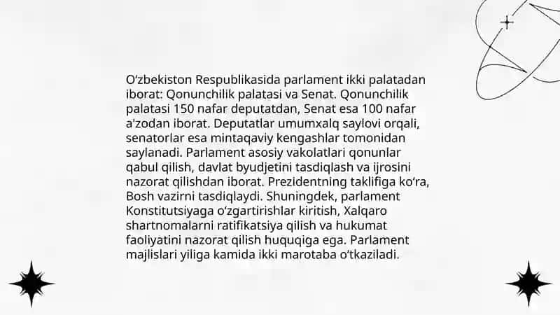 Oʻzbekistonda parlament va saylov tizimi,undagi islohotlar 4