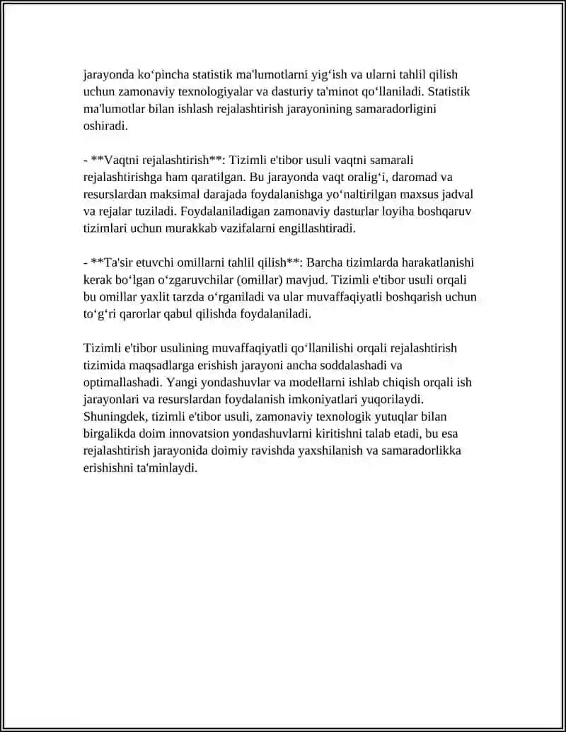 TIZIMLI E'TIBOR USULIGA ASOSLANGAN REJALASHTIRISH TIZIMI 4