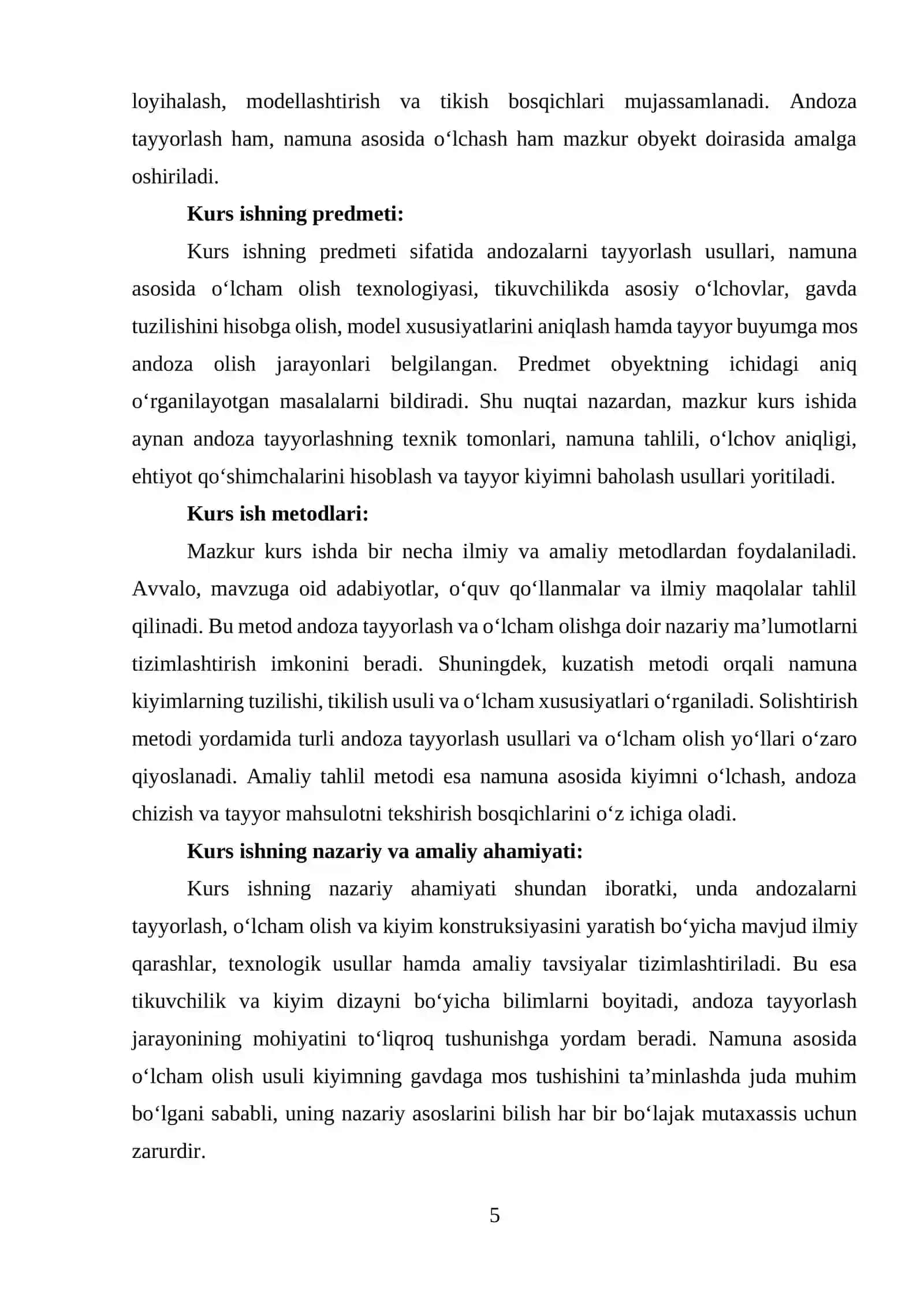 Andozalarni tayyorlash. Namuna asosida o‘lchamlarni olish 4