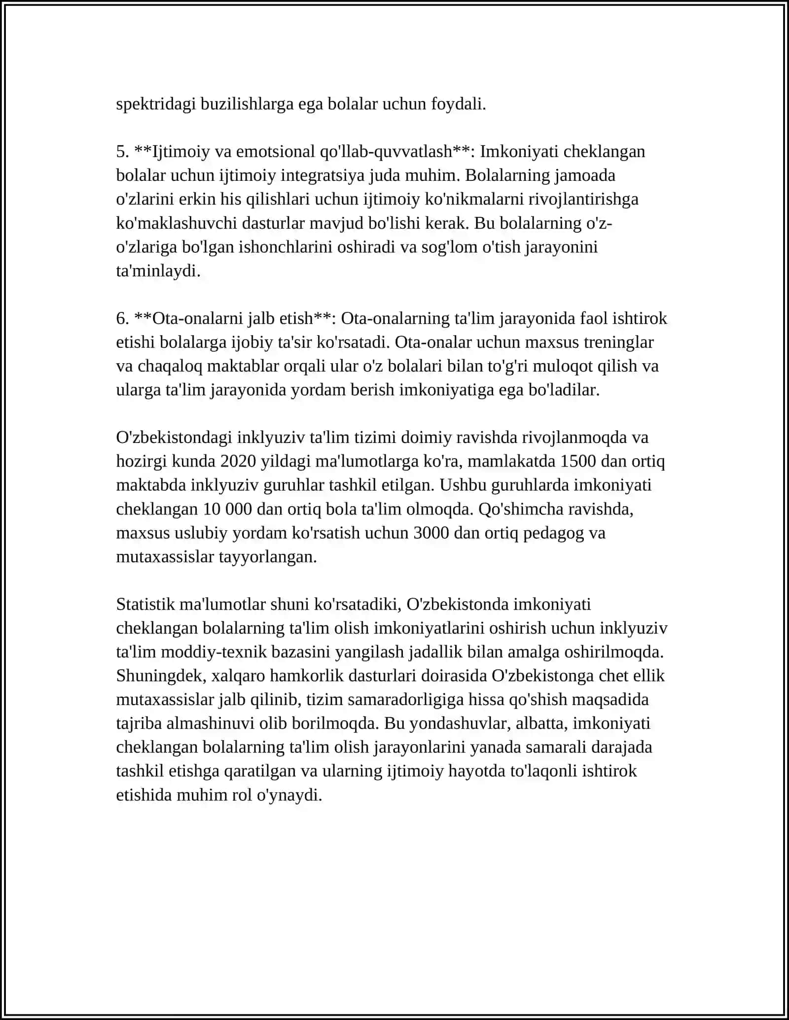 INKLYUZIV TALIM SHAROITIDA IMKONIYATI CHEKLANGAN BOLALARGA INKLYUZIV TALIM TIZIMIDA KORREKSION-PEDAGOGIK ISHLARNI TASHKIL ETISH 4