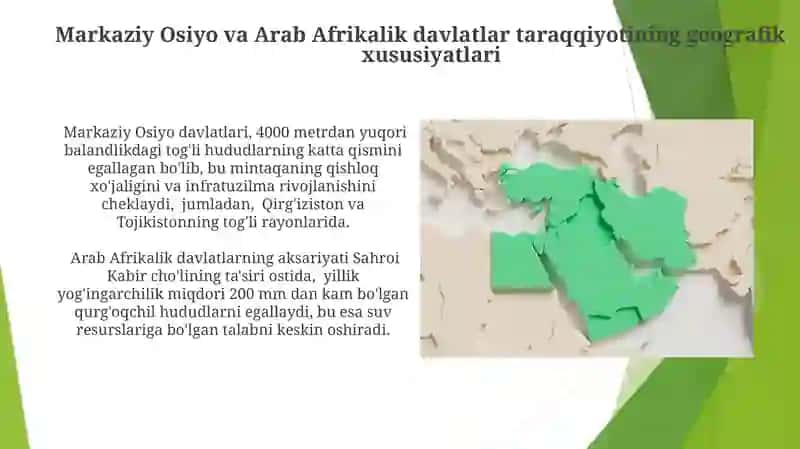Osiyo va Afrika arab davlatlari rivojlanishining asosiy xususiyatlari 4
