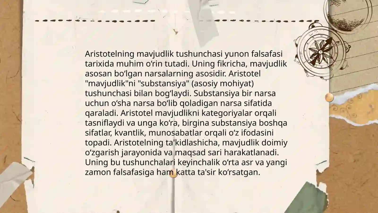 Aristotel,Farobiy va Kand ontologiyasida kategoriyalarning tasnifi 4