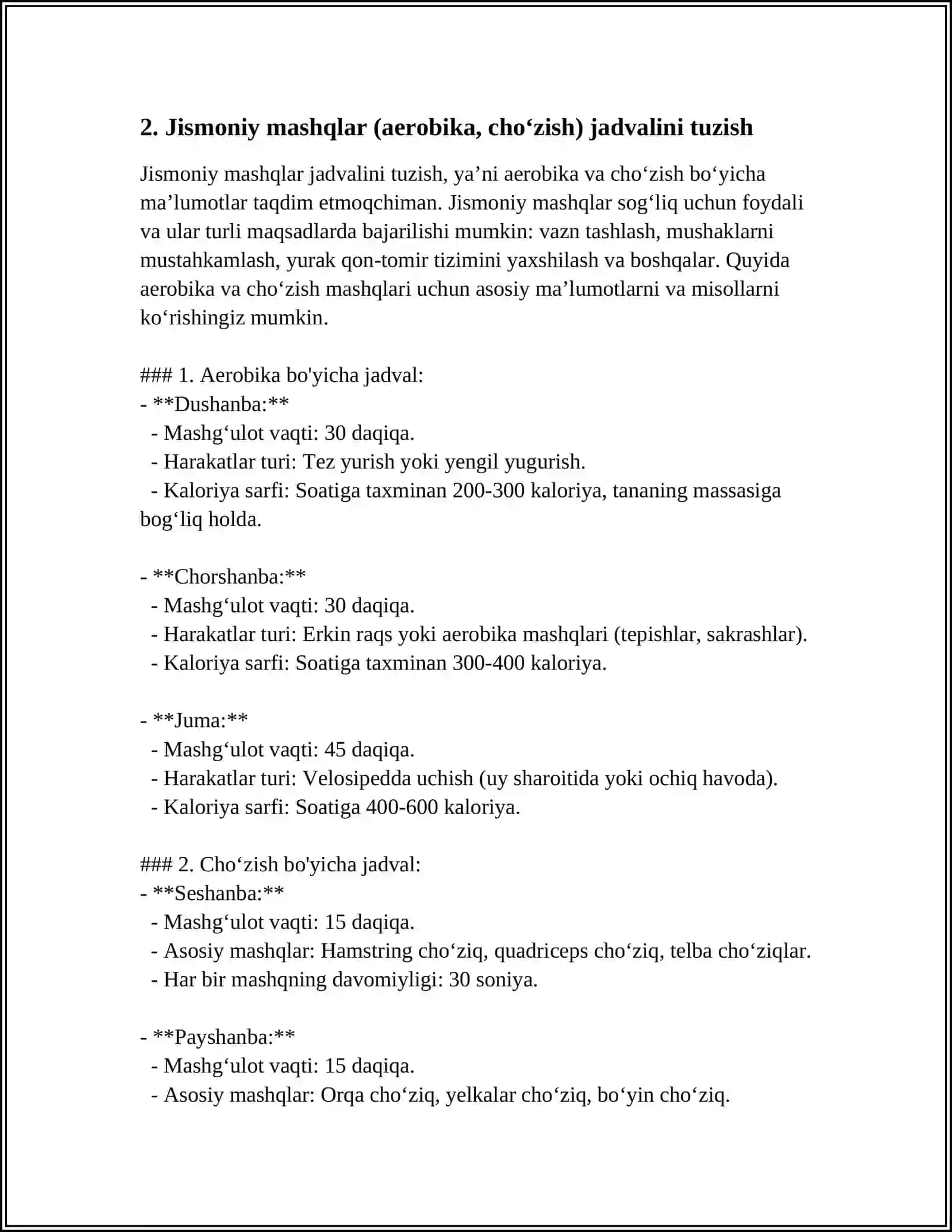 Salomatlik guruxlari uchun kun tartibini tuzish 4