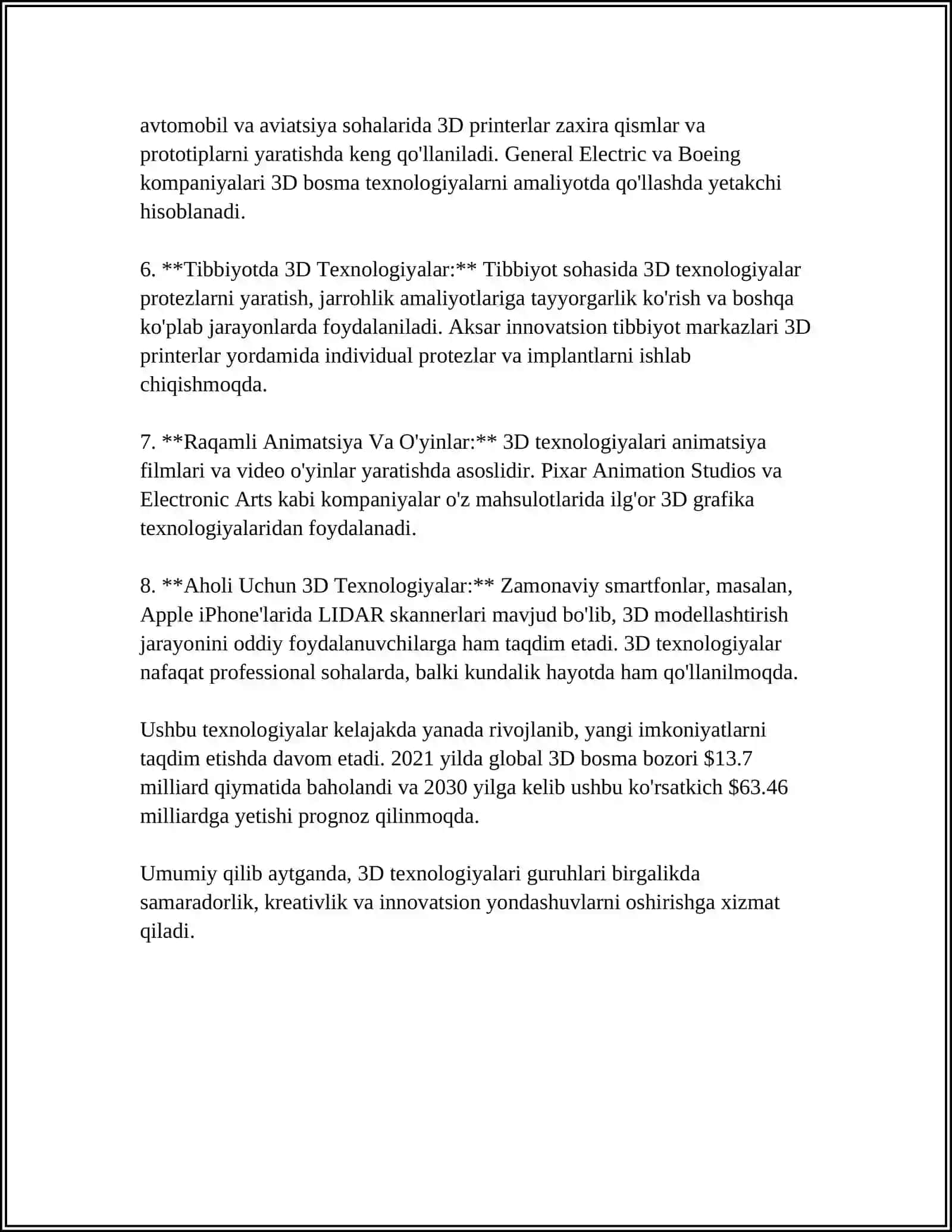 INFORMATIKA VA AXBOROT TEXNOLOGIYALARI FANINI 3D TEXNOLOGIYLARI ASOSIDA O'QTISH METODIKASI 4