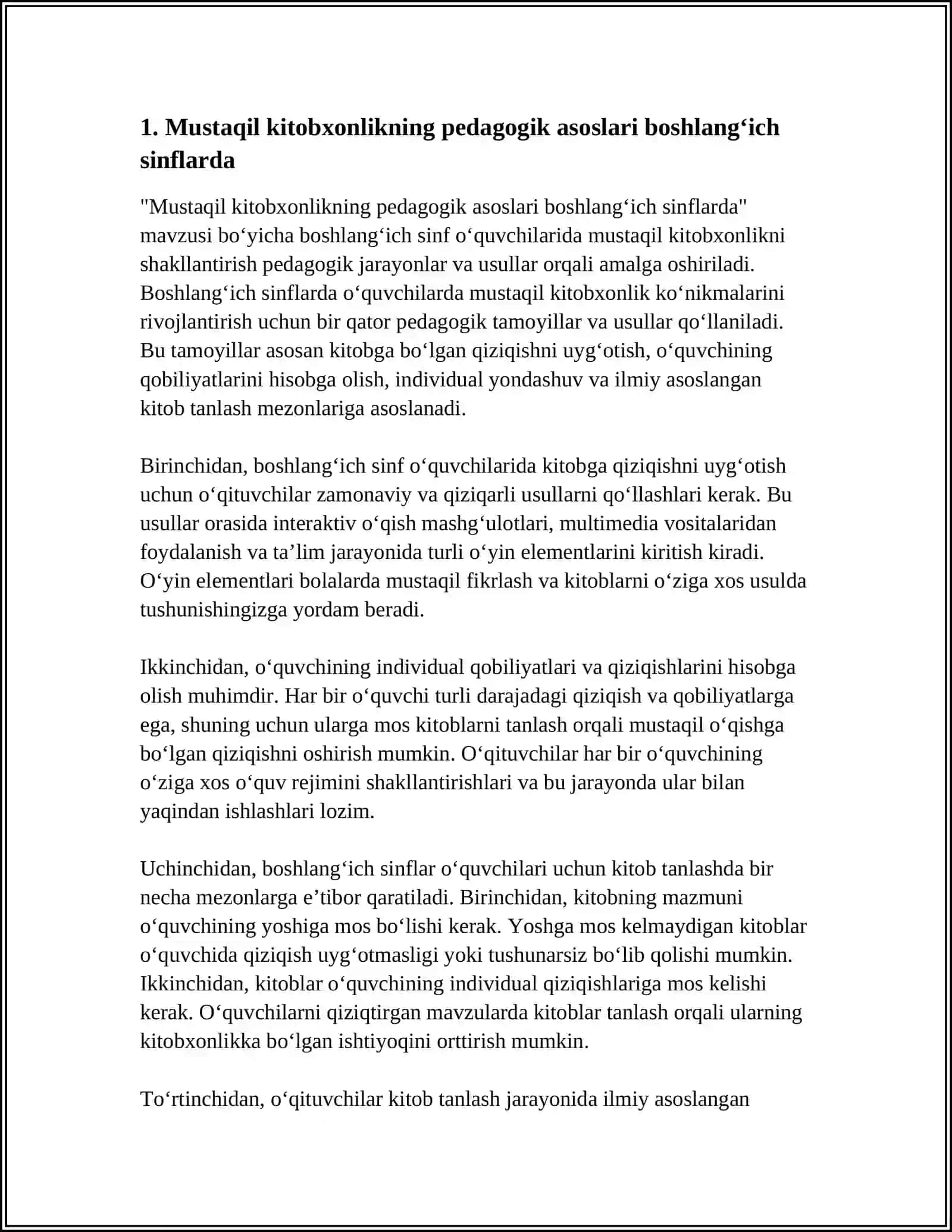 MUSTAQIL KITOBXONLIKNI SHAKLLANTIRISH UCHUN KITOB TANLASH TAMOYILLARI 4