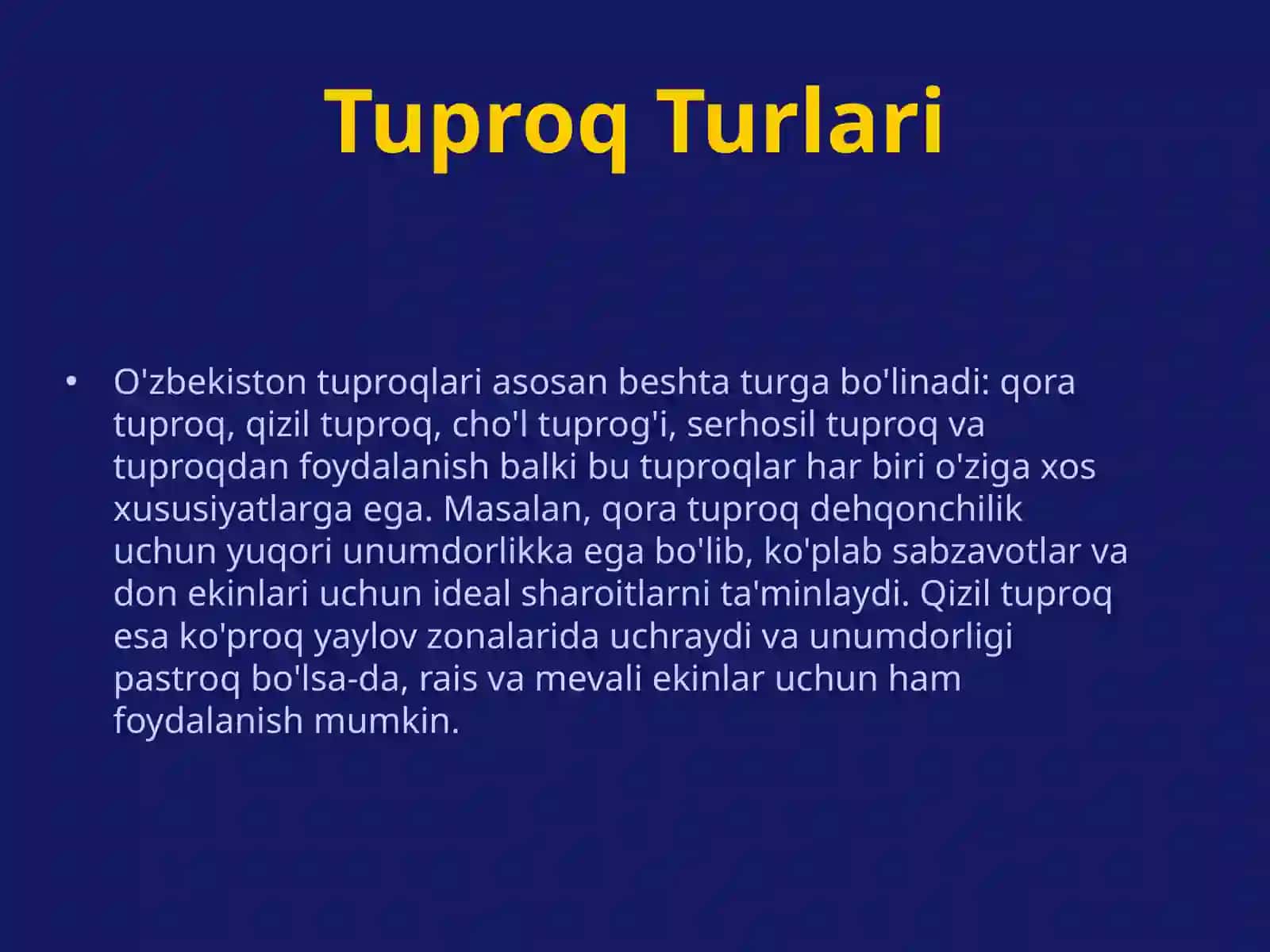Oʻzbekistonda Sugʻoriladigan Dehqonchilik Mintaqalari Tuproqlari 4