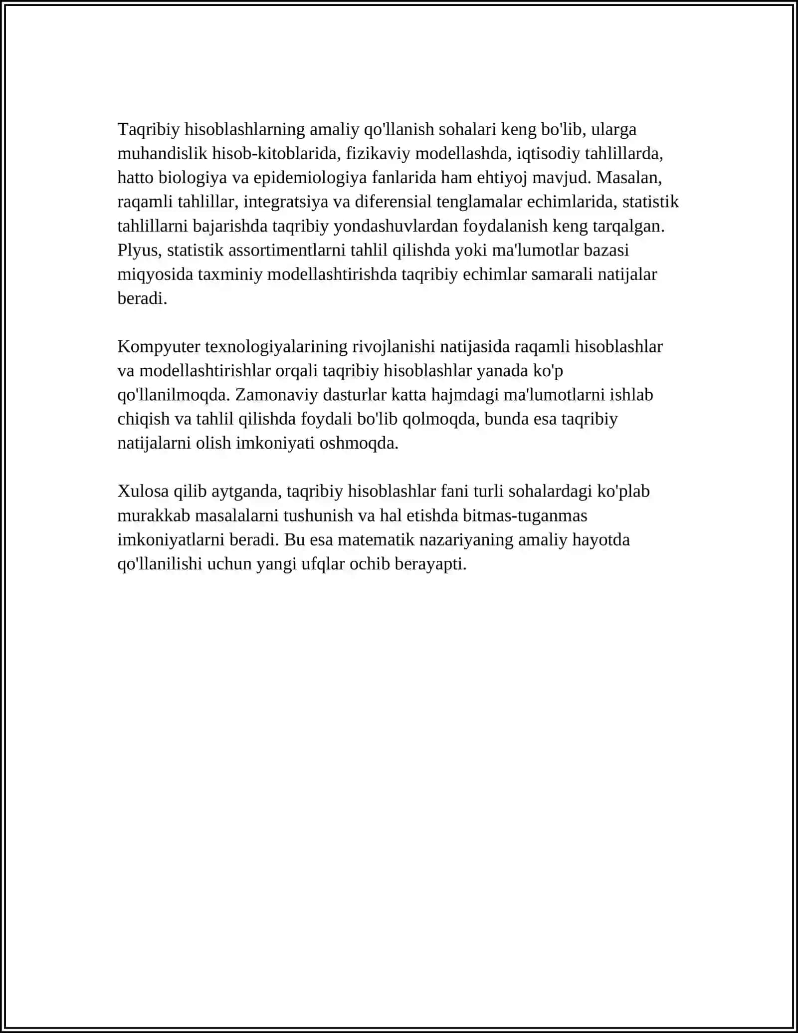 TAQRIBIY HISOBLASHLAR MAVZUSIGA REFERAT KERAK 4