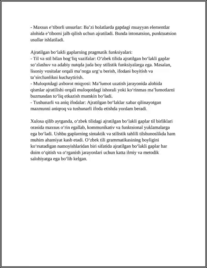 Oʻzbek tilida ajratilgan boʻlakli gaplar 4