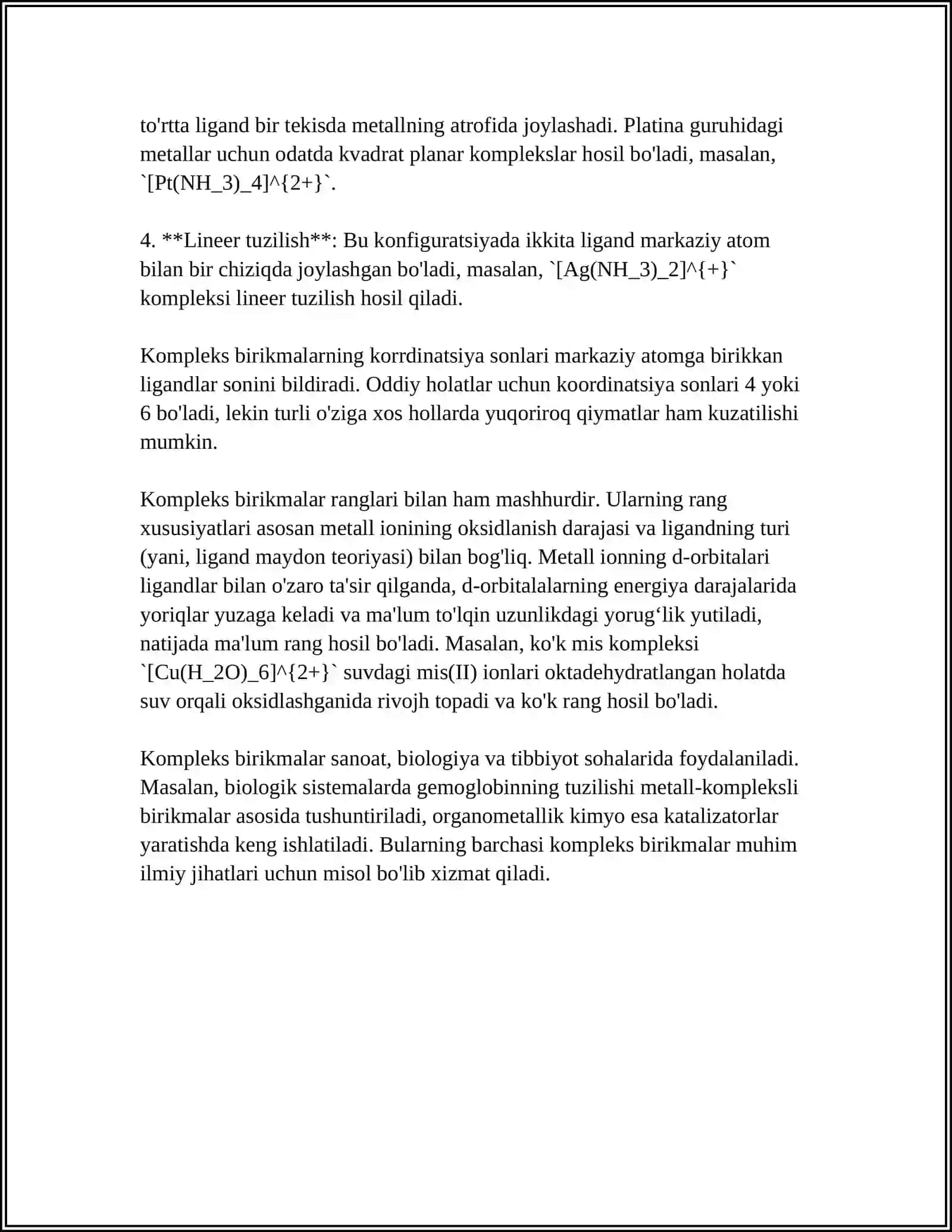 KOMPLEKS BIRIKMALARNING TURLARI VA NOMENKLATURASI 4