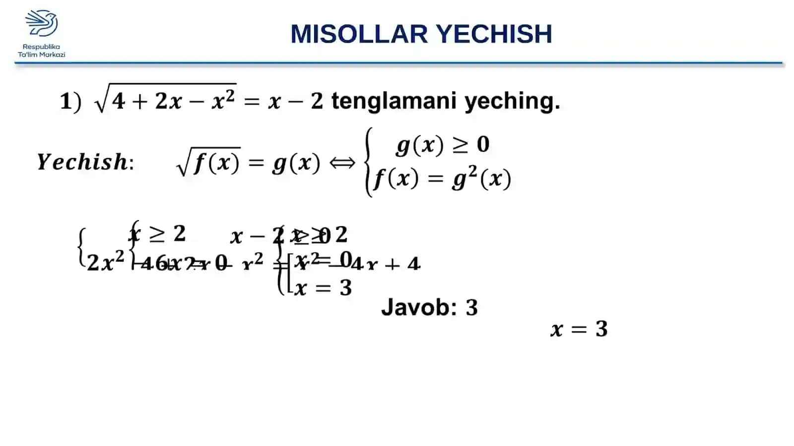 Irratsional tenglama va tengsizliklar 4