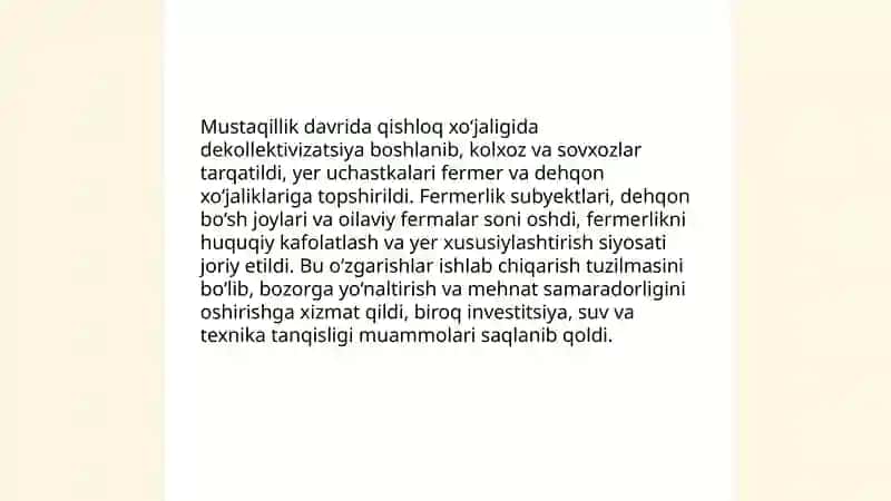Qishloq xo'jaligi va sanoat sohasidagi o'zgarishlar 4