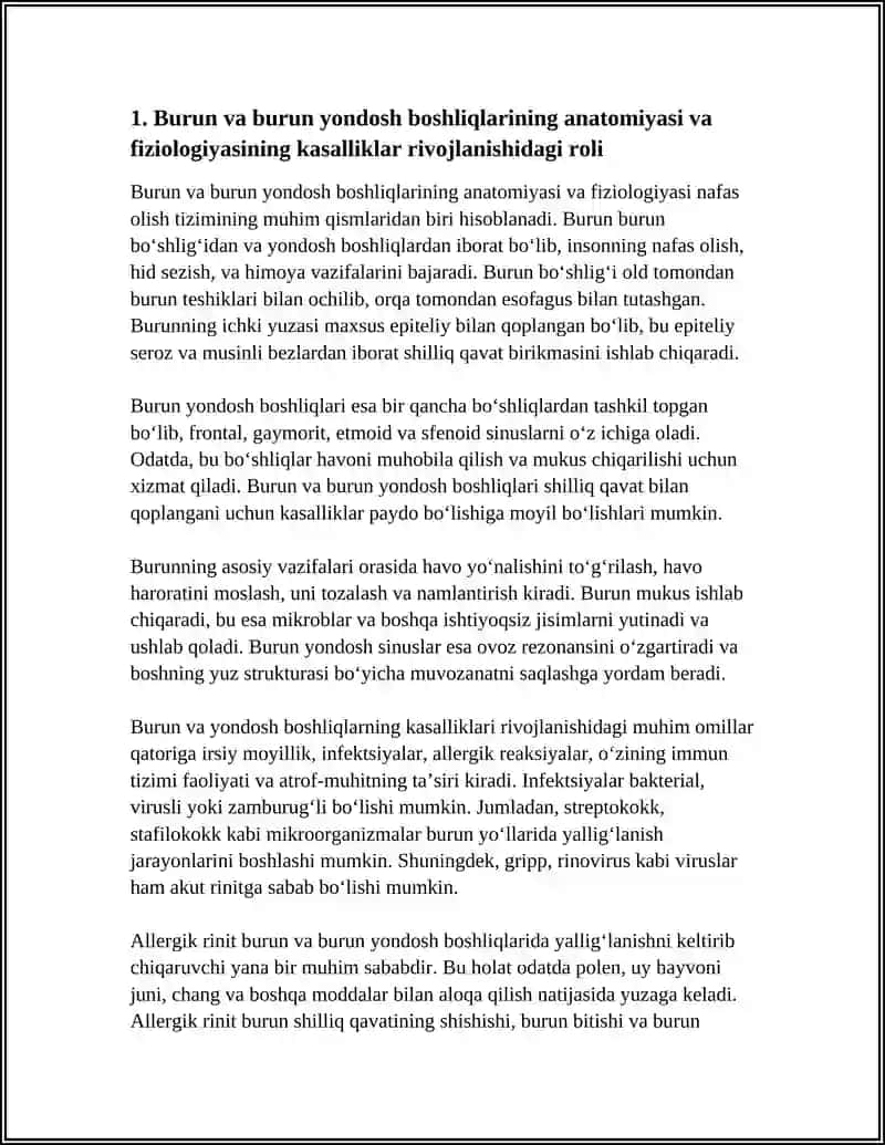 BURUN VA BURUN YONDOSH BOSHLIQLARINING OTKIR VA SURUNKALI KASALLIKLARI BURUN KASALLIKLARI RIVOJLANINSHDA EGZOGEN VA ENDOGEN OMILLARNING TASIRI VA ULARNING PROFLAKTIKASI 4