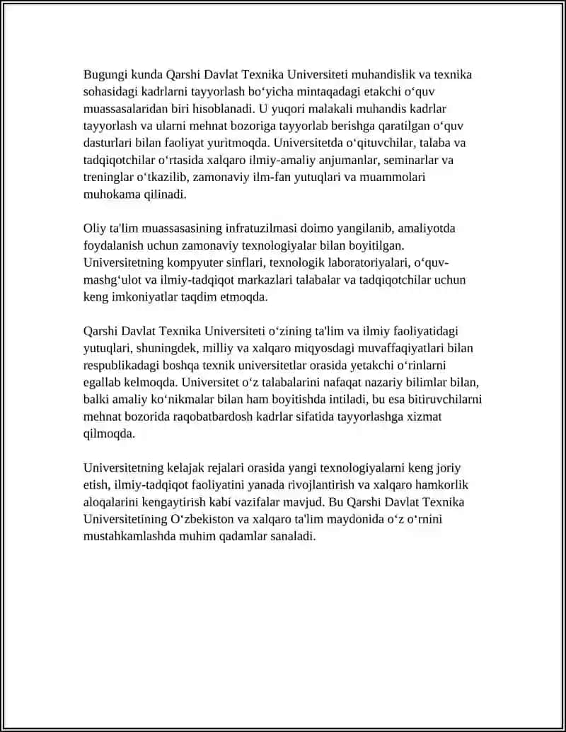QARSHI DAVLAT TEXNIKA UNIVERSITETI 4