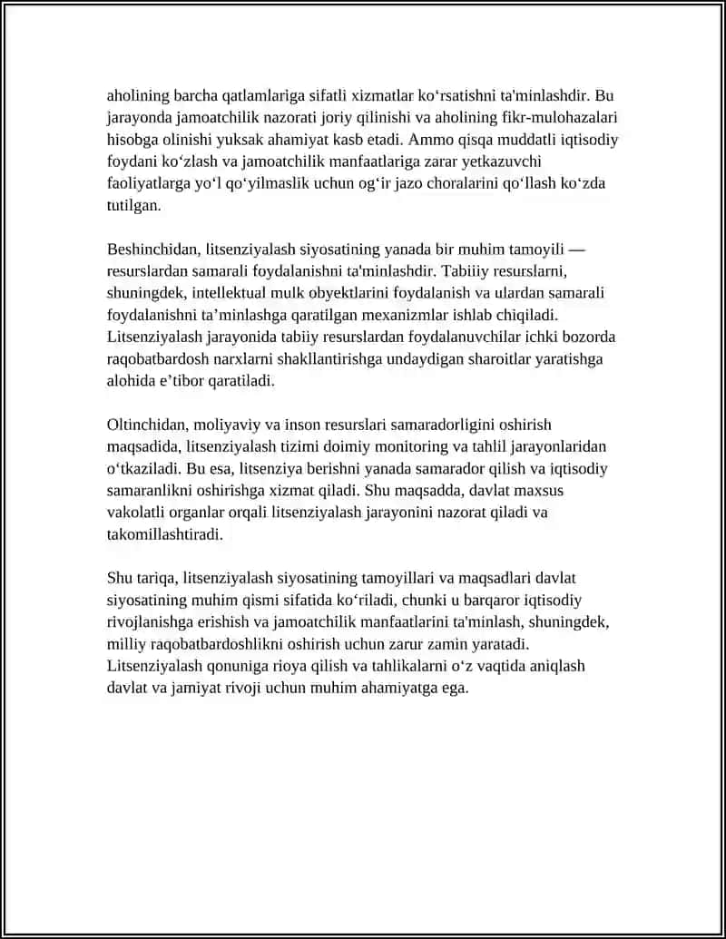 LITSENZIYALASH SOHASIDAGI DAVLAT SIYOSATI 4
