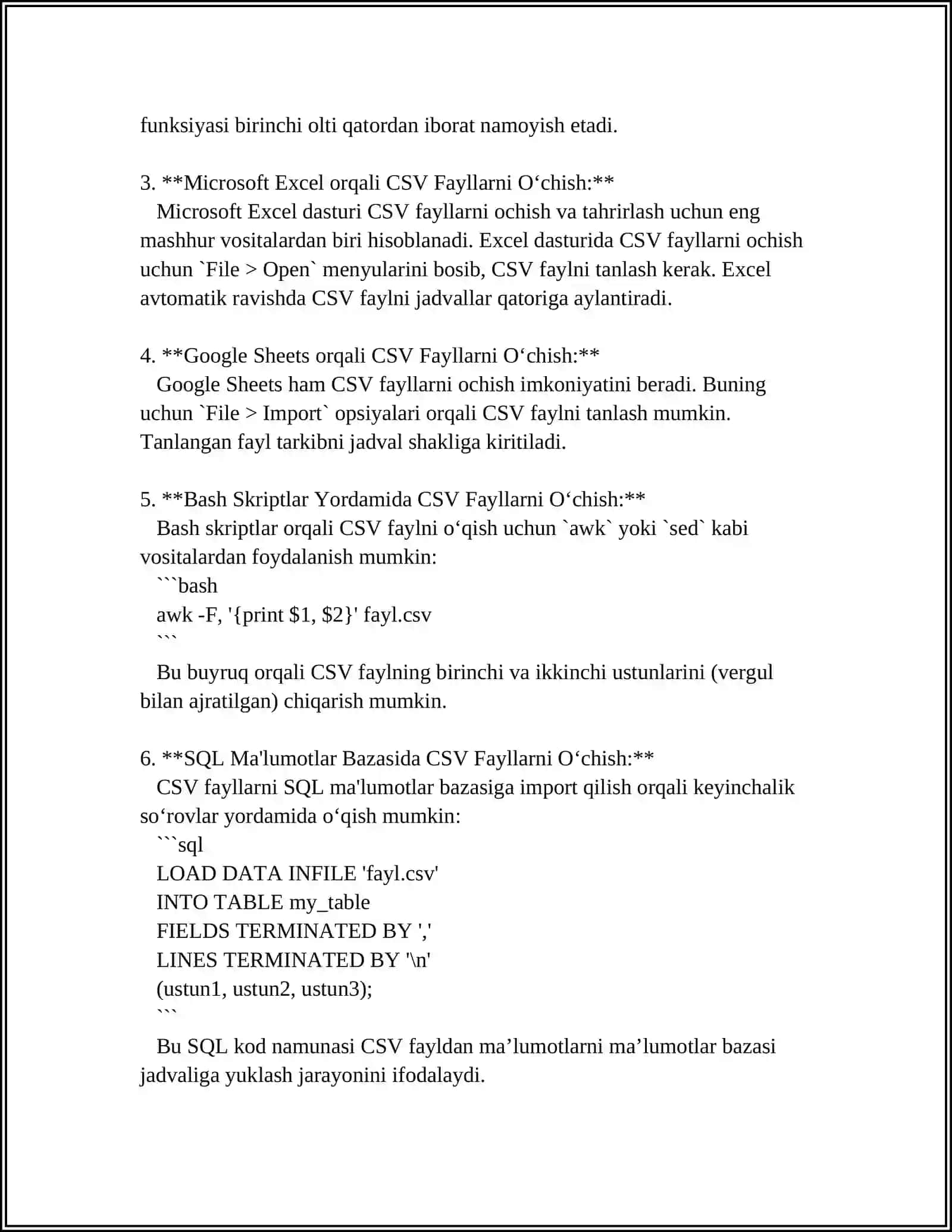 PYTHONDA CSV FAYLLARI BILAN ISHLASH 4