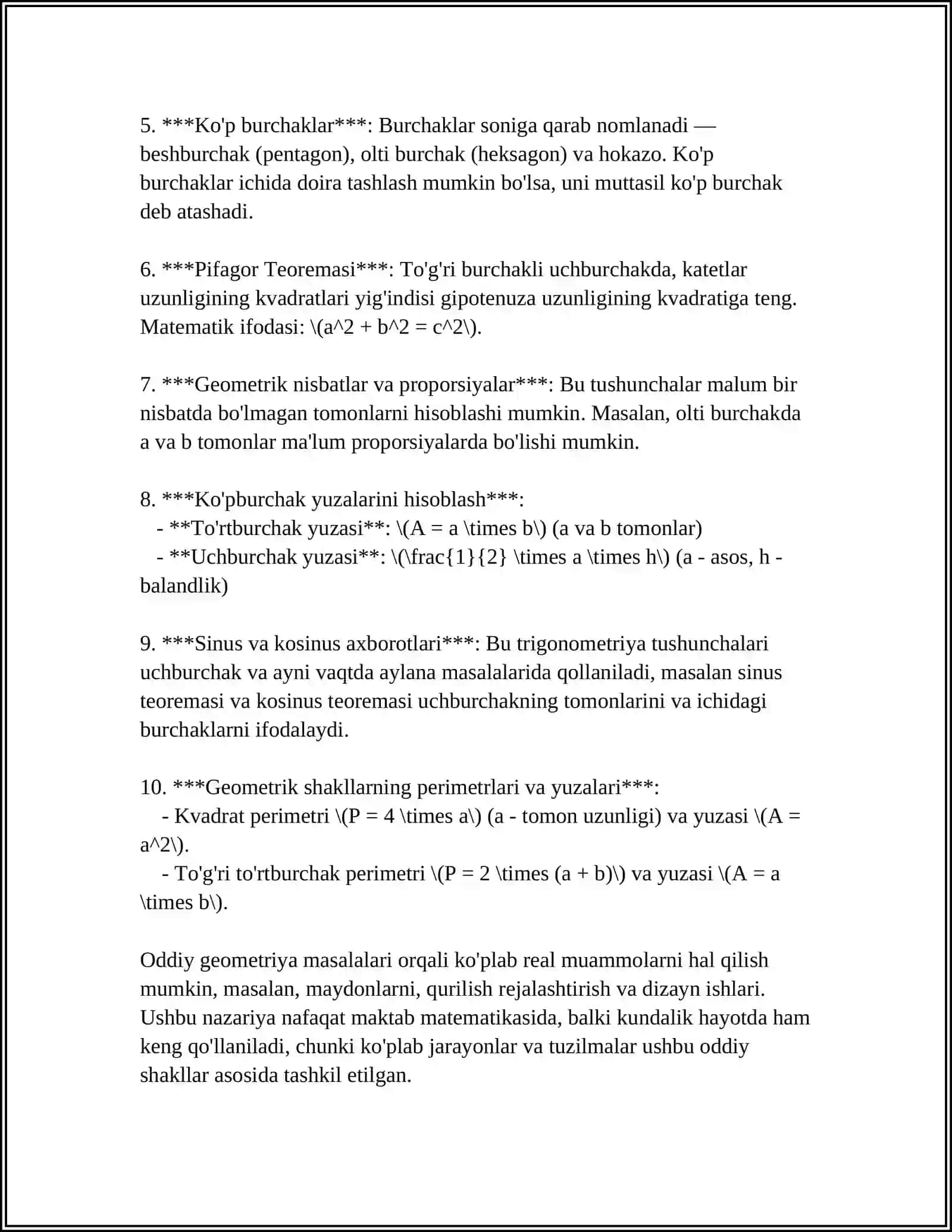 Oddiy geometriya masalalari 4