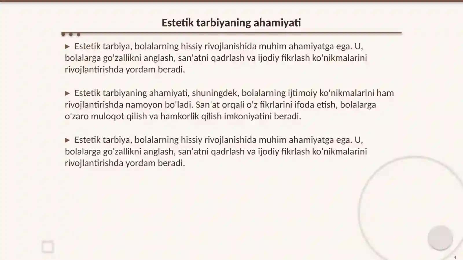Maktabgacha yoshdagi bolalarni estetik tarbiyalash omilalari va vositalari 4