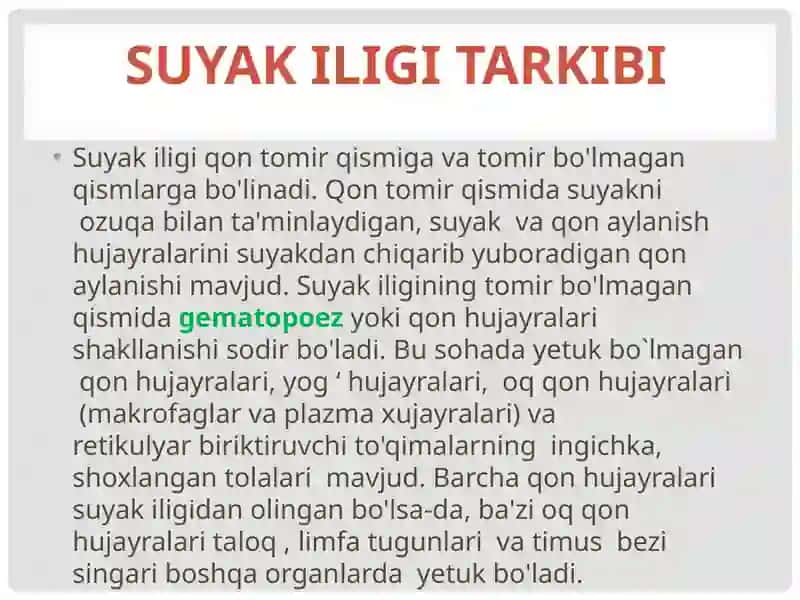 Suyak iligirivojlanishi 4