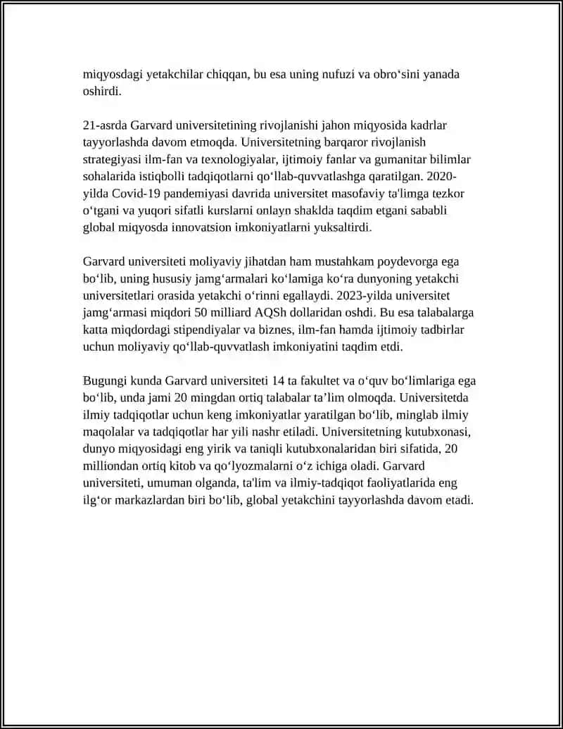 DUNYONING MASHHUR UNIVERSITETLARIDAN BIRI HAQIDA REFERAT TAYYORLASH 4
