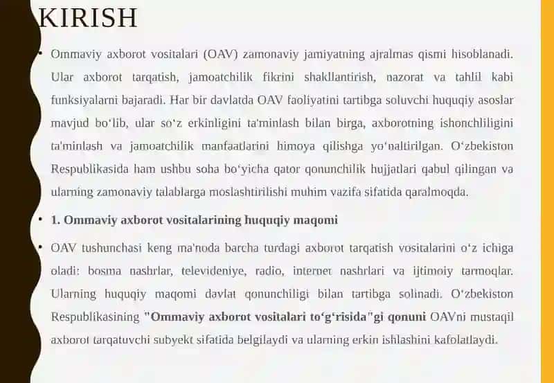 Ommaviy axborot vositalari faoliyatining huquqiy asoslari 4