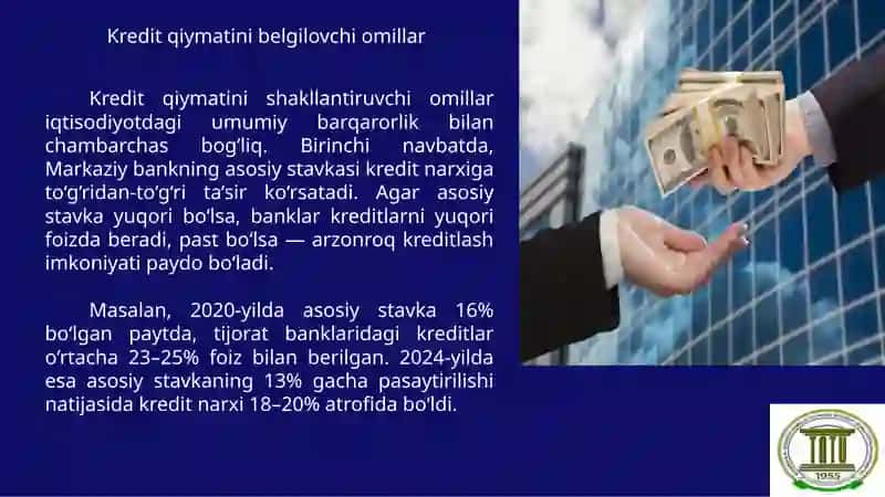 O‘zbekistonda kredit qiymatini kamaytirish bo‘yicha amalga oshirilayotgan choralar 4