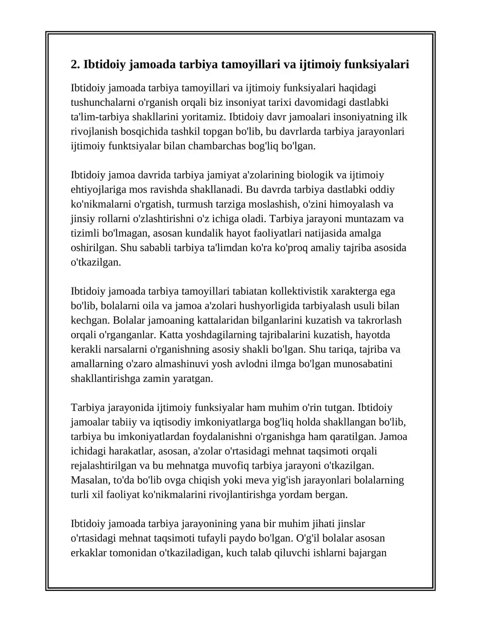 PEDAGOGIKA TARIXI FAN SIFATIDA.IBTIDOIY JAMOADA TARBIYA.ENG QADIMGI DAVRLARDAN VLL ASRGACHA TAʼLIM-TARBIYA VA PEDAGOGIK FIKRLAR 4