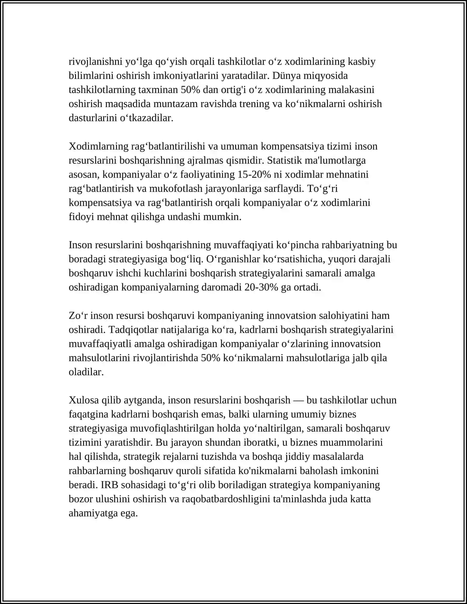 INSON RESURSLARINI BOSHQARISH, XODIMLAR ISH FAOLIYATINI BAHOLASH USULLARI 4