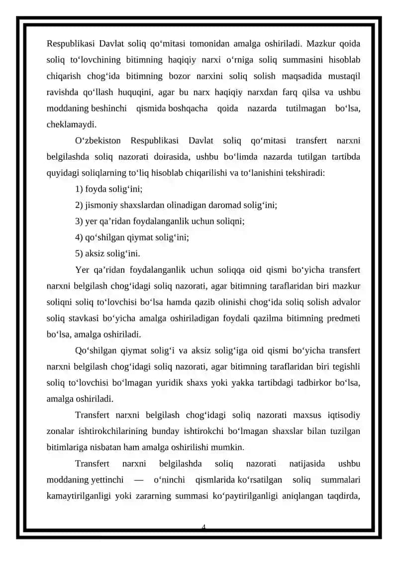 Transfert narxni belgilashda soliq nazorati 4