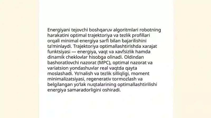 Robotda energiya samaradorligini oshirish amaliyoti 4