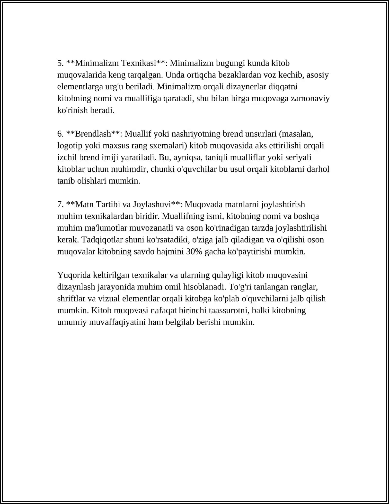 MS WORDDA KITOB VA BROSHURALAR UCHUN MUQOVALAR YARATISH. TITUL VARAQALARINI TAYYORLASH 4