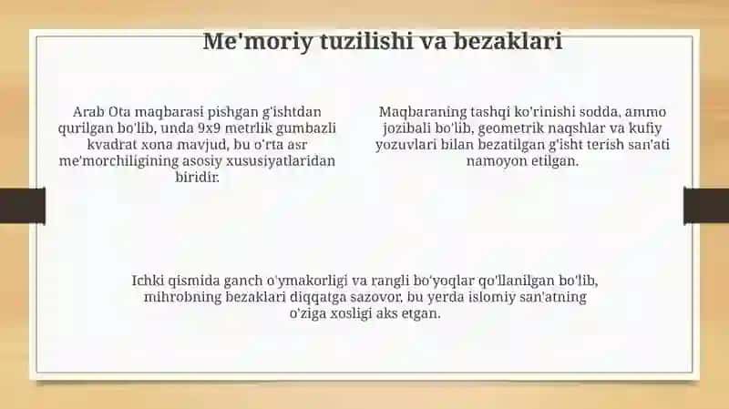 Arab Ota maqbarasi: Tarix va ahamiyat 4