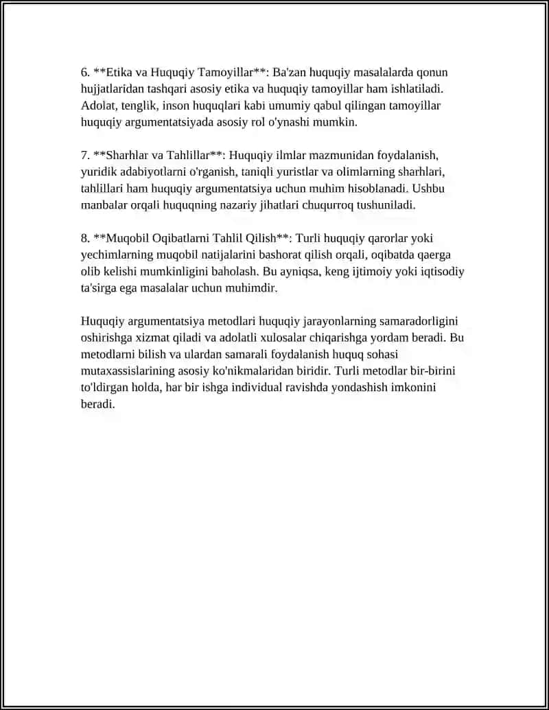 HUQUQIY ARGUMENTATSIYA 4