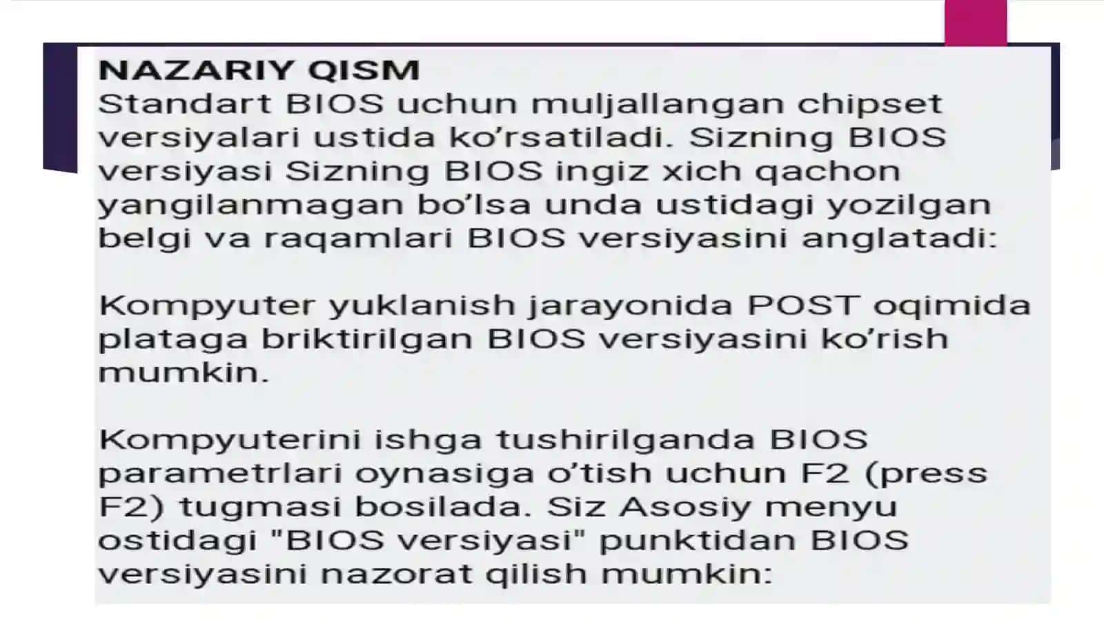 Onaplataga YangioʻrnatilganHaritaniishini BIOS orqali boshqarish 4