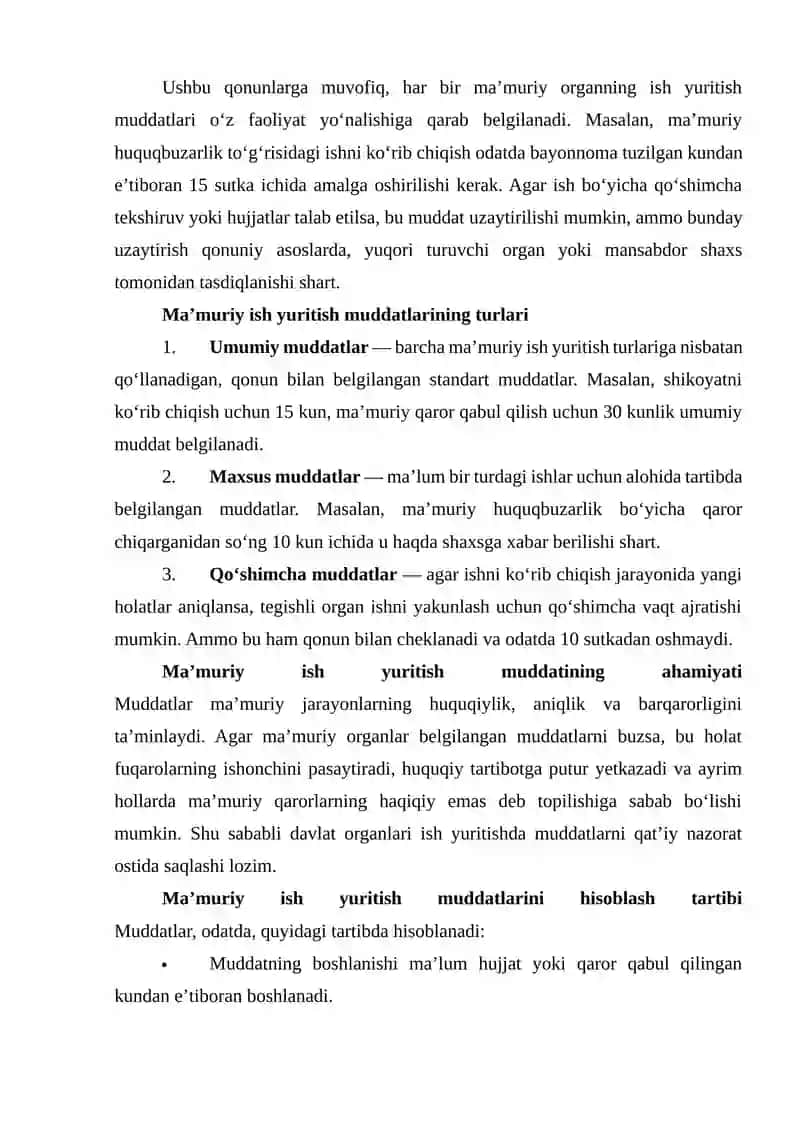 Ma'muriy ish yuritish muddatlari va uning to'xtatib turilishi 4