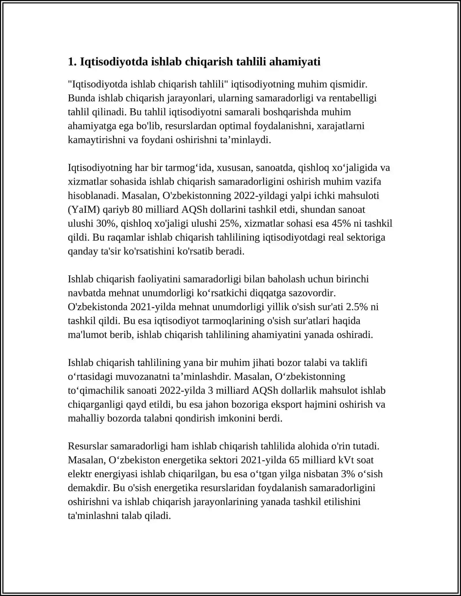 IQTISODIYOT SUBEKTLARIDA TAXLIL ISHLAB CHIQARISHNI TASHKIL QILISH 4