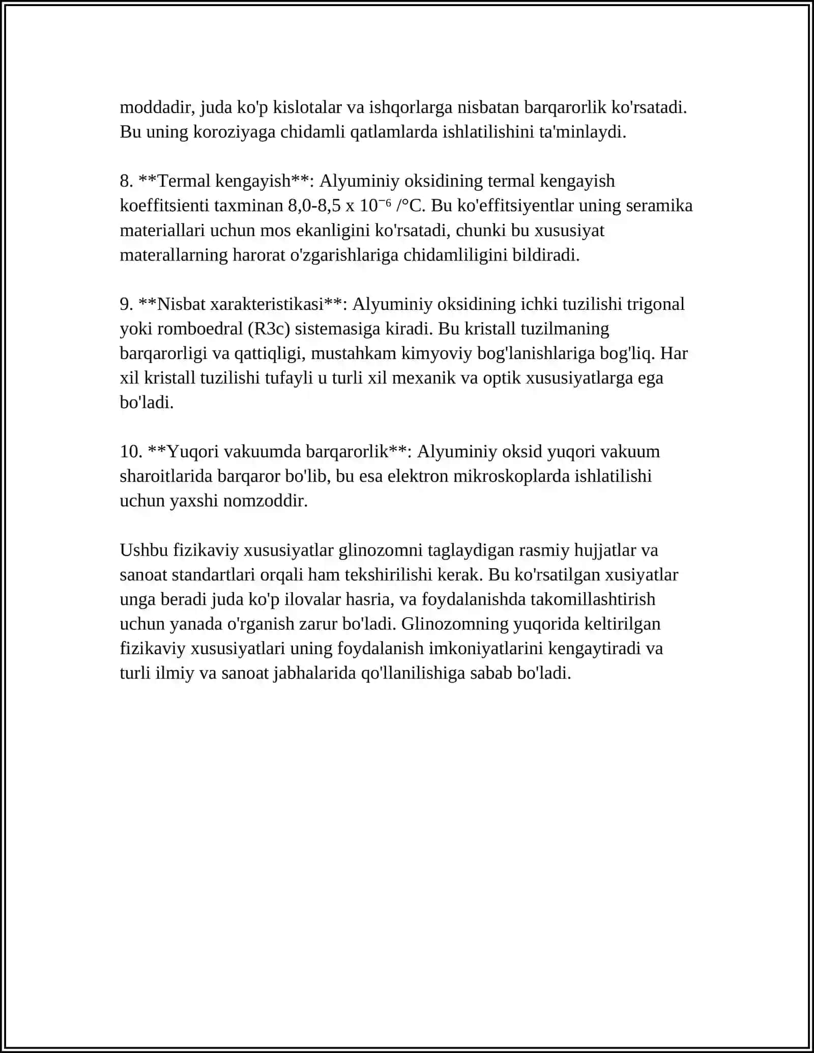 GLINOZOMNING XUSUSIYATLARI VA UNI ISHLAB CHIQARISH USULLARINING ASOSIY TAVSIFI 4
