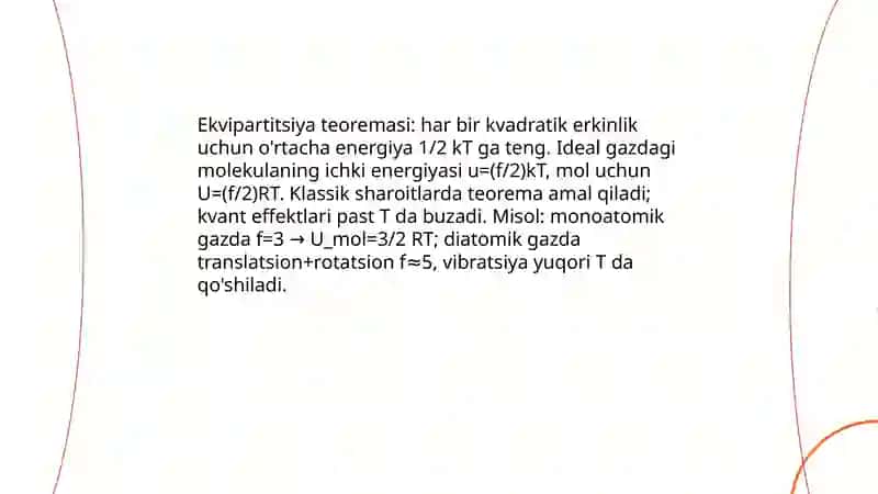 Erkinlik darajasi bo‘yicha energiya taqsimoti 4