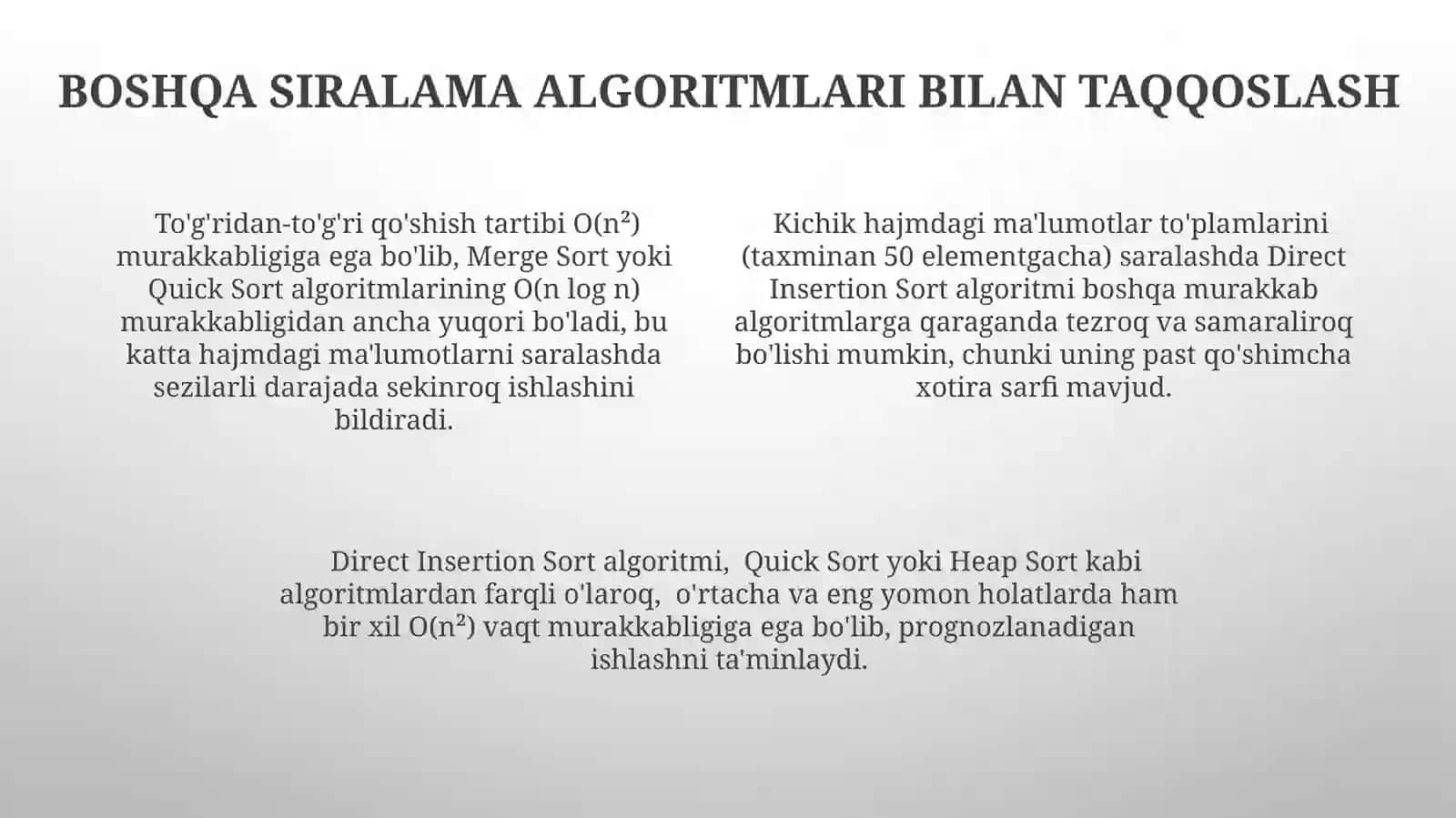 Toʻgʻridan toʻgʼri qoʻyish orqali saralash algoritmi 4