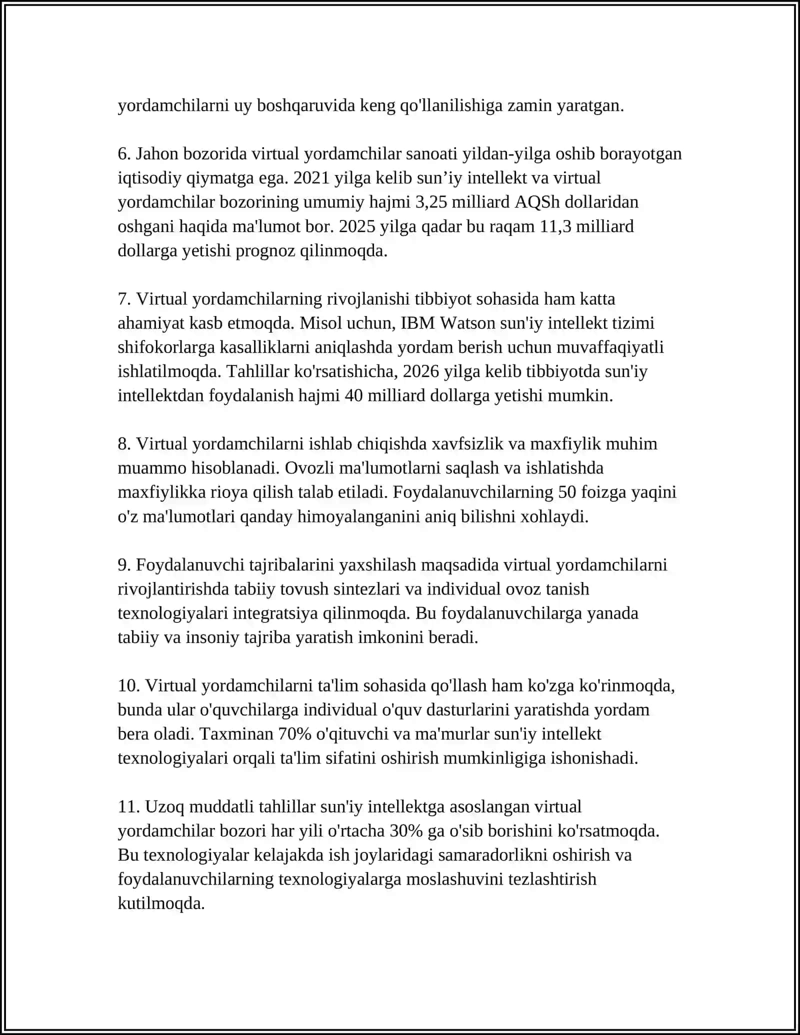 Sun'iy intellektga asoslangan virtual yordamchilar (Virtual Assistants - VA) 4