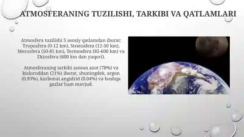 Yerning geografik qobigʻi.Atmosfera 4